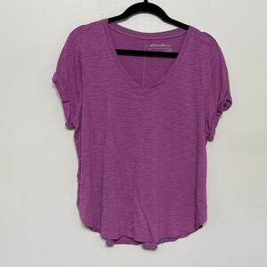 Purple Eddie Bauer Basic Curved Hem Large T-Shirt